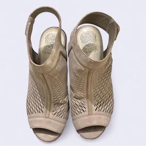 Vince Camuto Beige Cutout Slingback Heels